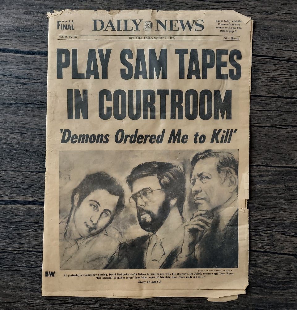David Berkowitz, The Son of Sam - "Demons Ordered Me to Kill" Newspaper
