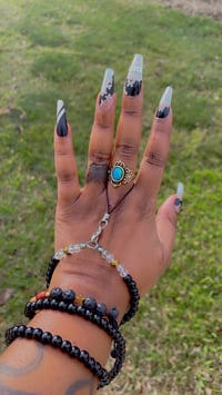 Image 5 of Nails - Long (Black w/Design)