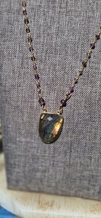 Image 6 of The Athena Labradorite and Amethyst Necklace