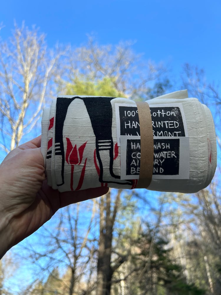 Springtime Handprinted SET OF THREE 100% Cotton Floursack Towels