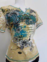 Image 2 of 00s Yellow tropical t shirt // M 