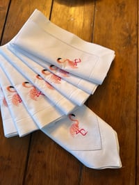 Linen Napkins - Flamingos