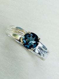 Image 6 of sterling silver feather ring with blue topaz 