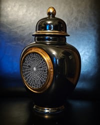 Image 2 of Black and gold Urn jar
