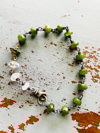 Image 1 of vesuvianite bracelet with AAA herkimer diamond