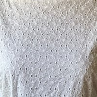 Image 3 of White Eyelet 1950s Inspired Cotton Midi Dress with Waist Tie - Size 8 