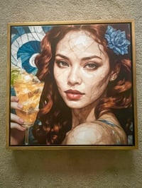 Image 2 of Kintsugi cocktail girl 20x20” canvas print 