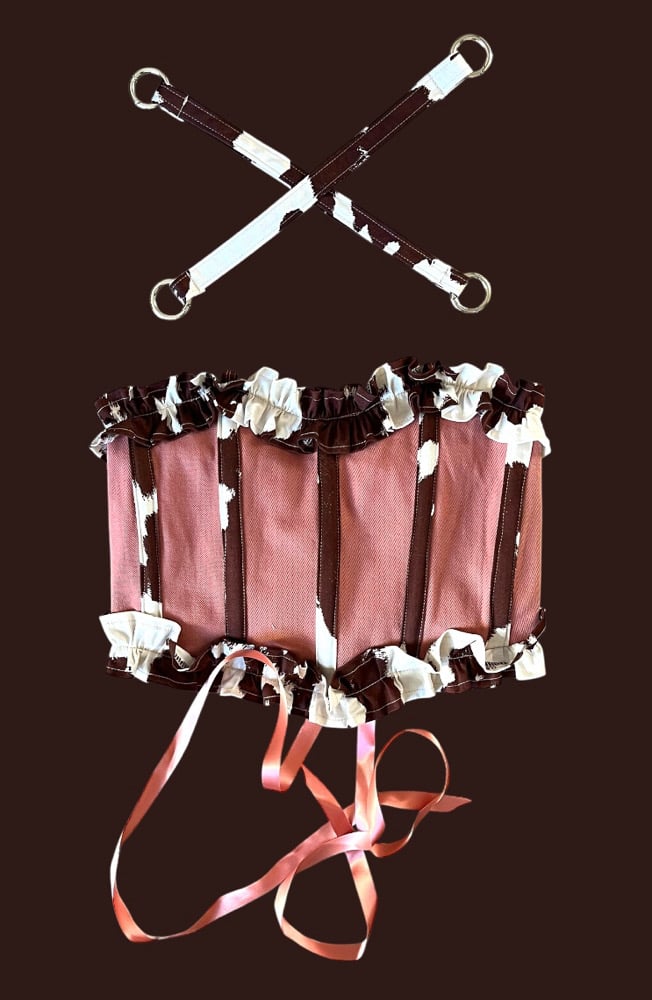 Image of Cow corset with pink