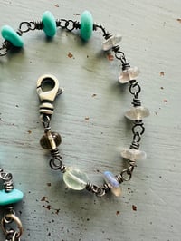 Image 10 of labradorite and campitos turquoise nugget charm bracelet
