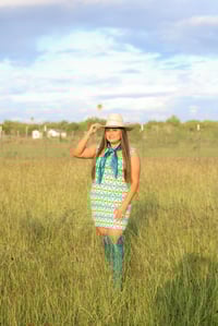 Image 2 of Turquoise Aztec printed strap dress