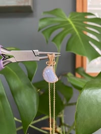 Image 4 of Gold Blue Lace Agate Moon Crystal Necklace