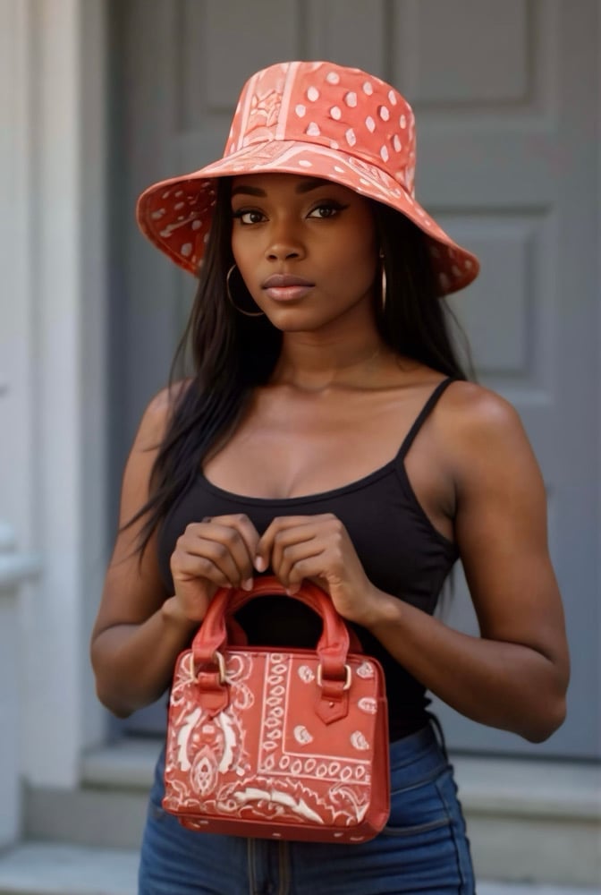 Image of  Square Bandanna Bucket Hat and Handbag Set 