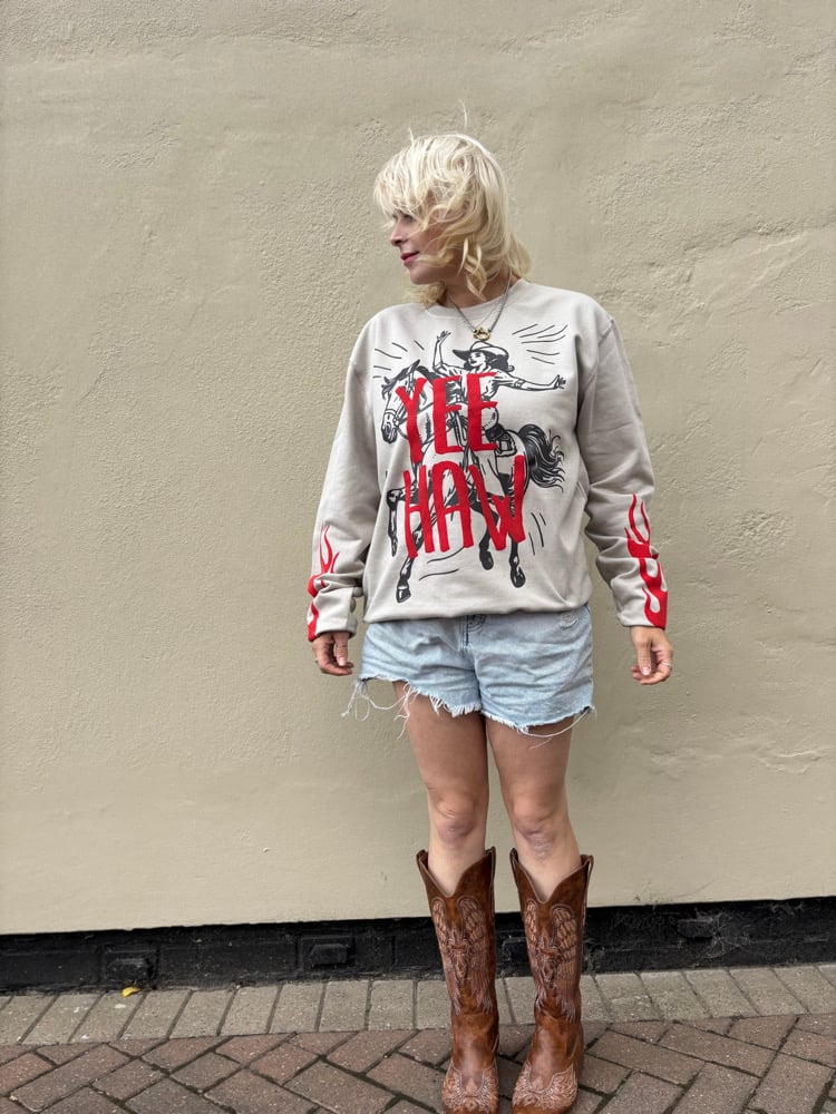 Image of Yeehaw up in flames sweater 