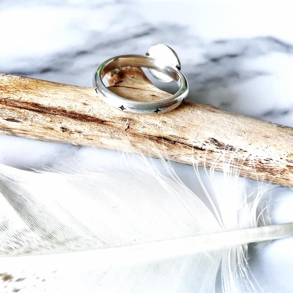 Handmade Sterling Silver man in the moon ring 925