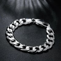Image 4 of Charm Fine 925 sterling Silver Bracelets necklace Jewelry set for men classic 12MM Chain 18/20/22/24