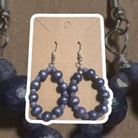 Image 2 of Purple Handpainted Beaded Hoops