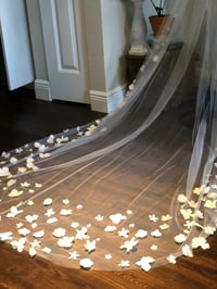 Image 5 of  All White Floral Veil Trim Only