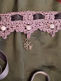Image 3 of Moonlit Web Choker – With Spider & Web Pendant