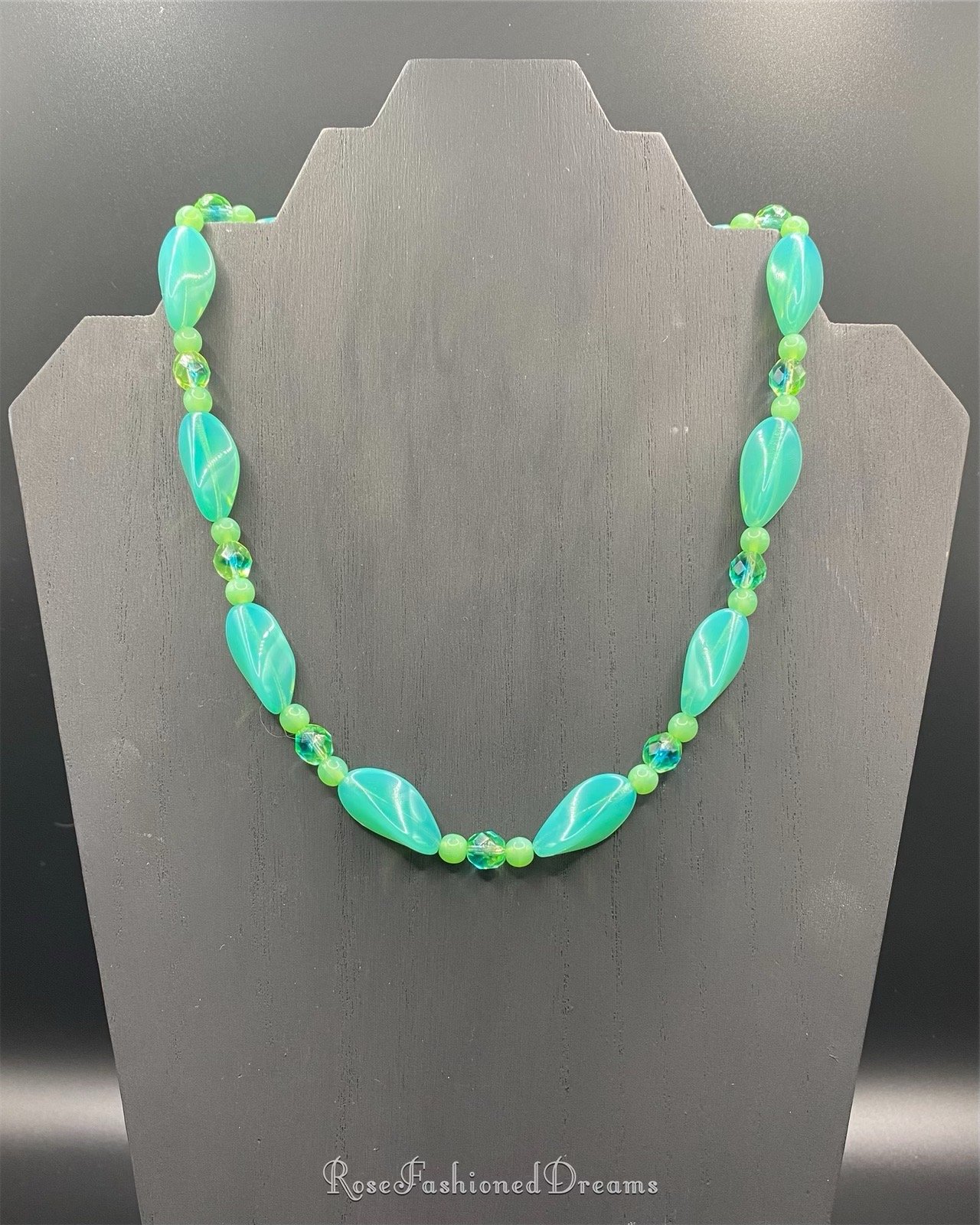 Blue Uranium Glass hot Necklace