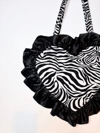 Image 3 of Zebra Dream Heart Ruffle Bag