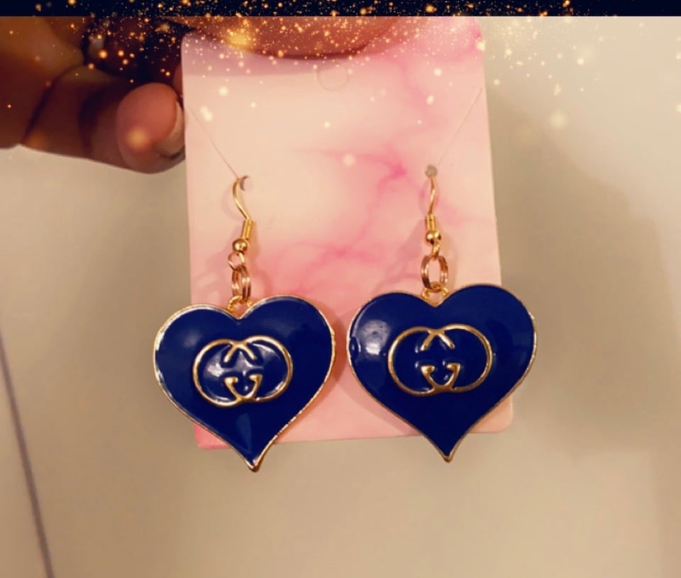 Image of Designer inspired gucci heart shape earrings