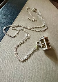 Image 2 of Sterling Silver Vintage Green Dice Charm Necklace