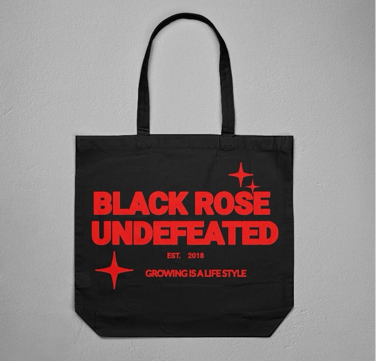 Image of black rose tote bags 