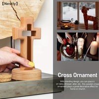 Image 5 of Cross Wood Crucifix Standing Jesus Wall Wooden Religious Christian Table Decoration Holy Church Reli