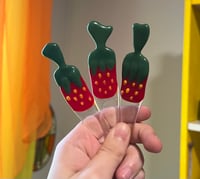 Image 3 of Fused glass strawberry candy planter stake