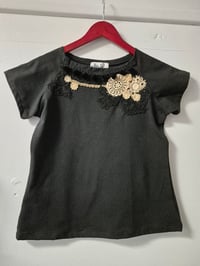 Image 1 of Kylie Jane Tshirt-black /ecru handmade 