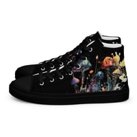 Image 4 of Beautiful Neon Watercolor Mushroom Mycology Women’s high top canvas shoes