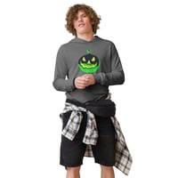 Image 5 of Long Sleeve Hoodie Tee (Adult M/F) - Vintage Jack O Lantern Green-BLK