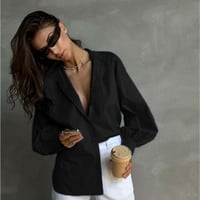 Image 5 of Oversized White Lantern Sleeve Shirt for Women – Casual Streetwear Blouse with Stand Collar