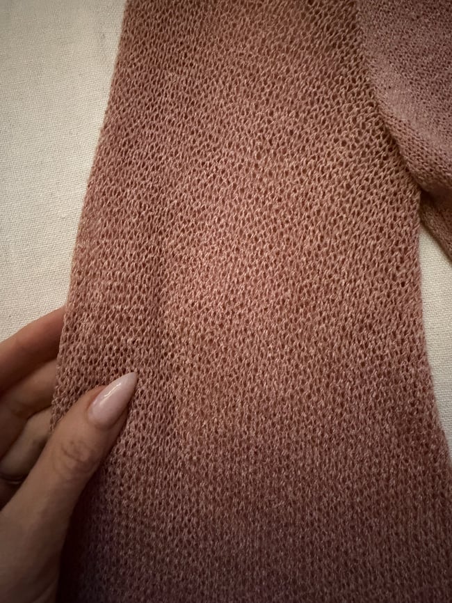 early 70s fine knit angel sleeve dusty rose dress