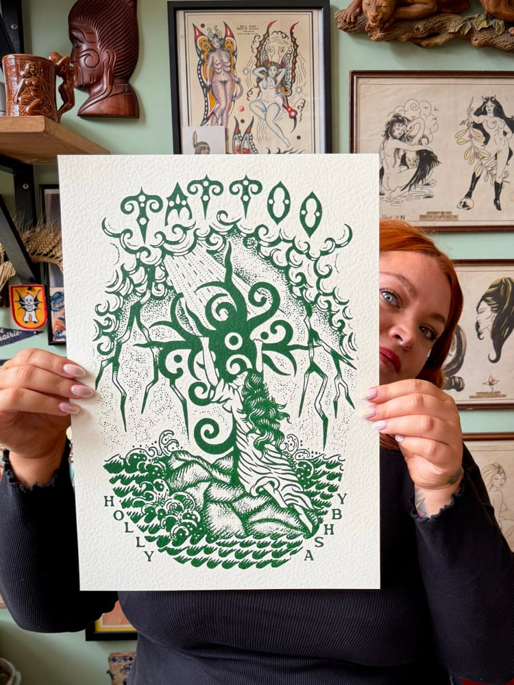 Image of A3 Screen Print Rock of Ages Green 