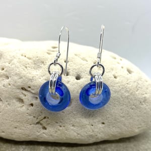 Image of Transparent Medium Blue Ring Earrings