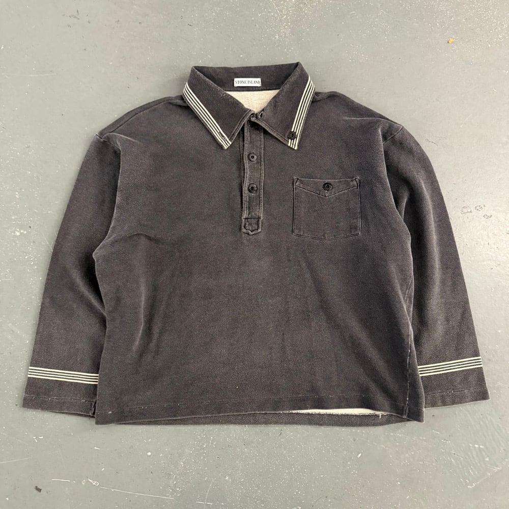 Image of 1986 Stone Island long sleeve polo shirt, size large