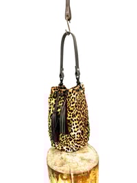 Image 1 of Big Kitty Leather Patchwork Leopard Print Bucket  