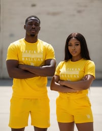 Image 1 of YB Yellow Mesh Blend Short Set