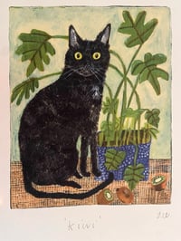 Image 4 of Kiwi the black cat print-A4 size (custom title available)
