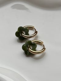 Image 1 of Olive Green Resin Flower Huggies 