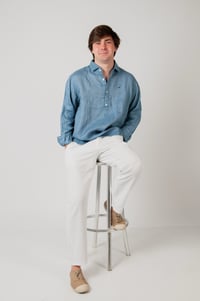 Image 1 of Polera de lino azul