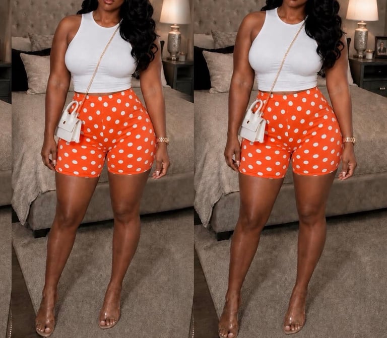 Orange Polka Dot Biker Shorts 