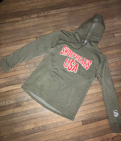 Image of BIG CHEST logo hoodie (Heather olive) 