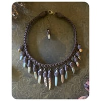 Image 3 of The Empress Necklace - Mixed Jaspers and Dark Brown Leather Deux