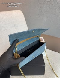Image 3 of YSL Cassandre Denim Envelope Chain Wallet