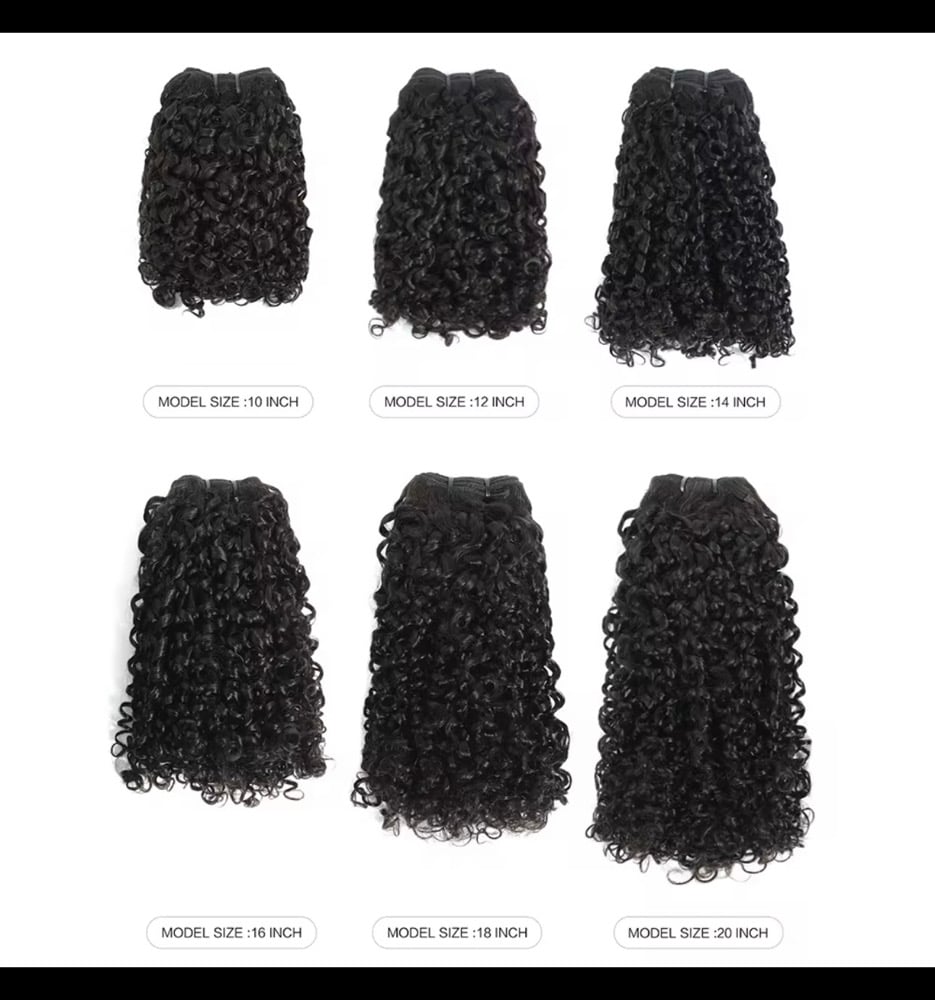 Image of Pixie Curl Super Double Drawn Hair Bundles Virgin Brazilian CuticleAligned color 1B