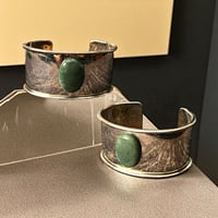 Silver cuff bracelet-Jade stone