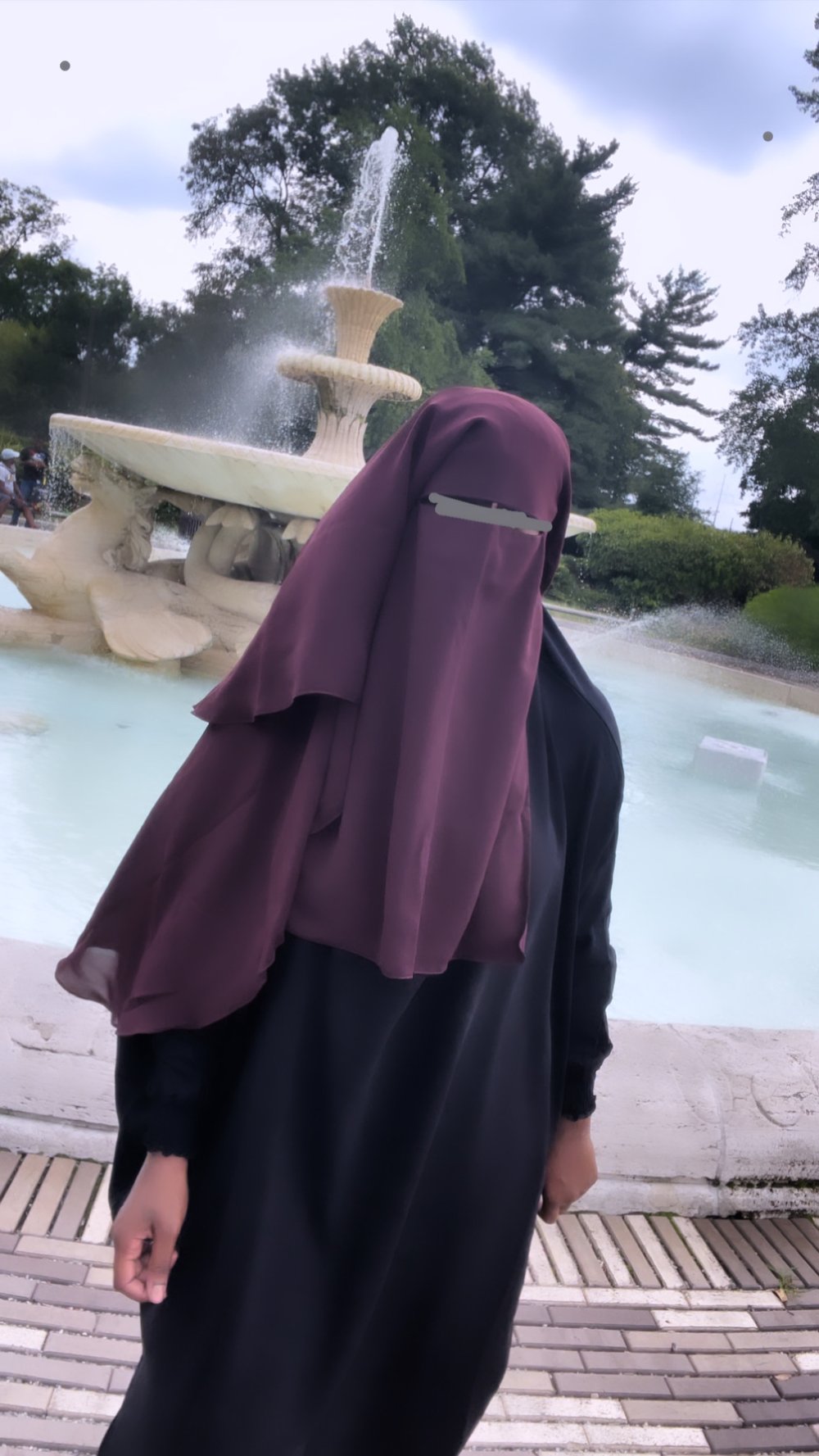 Burgundy Niqab (3layer) Thick Band 