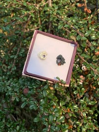 Image 3 of DELUXE Purple CZ Night & Light Dragon Stud Earrings